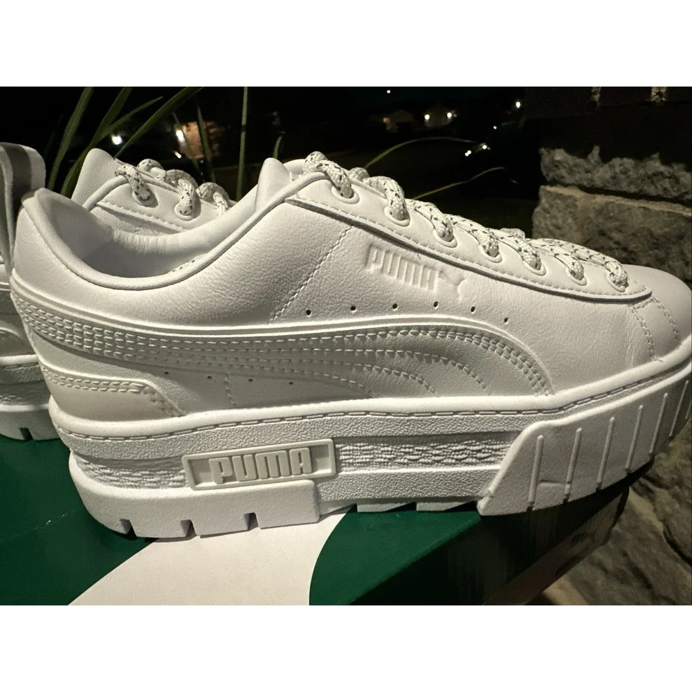 Puma Womens Mayze Reflective‎ Sneakers White On White 383729 01 Size 6.5